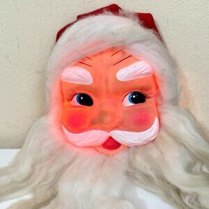 Blushing SANTA CLAUS Wall Light CHRISTMAS Decor Ornament JAPAN 13” Vintage
